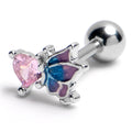 BodyCandy 16G 1/4 Pink Gem Heart Butterfly Purple Cartilage Tragus Earring — main product shot