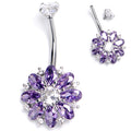 BodyCandy Clear Purple CZ Gem Internally Threaded Blooming Glory Belly Ring — main product shot