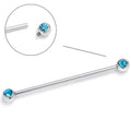 BodyCandy 14G Blue Gem Internally Threaded Industrial Barbell 38mm — main product shot