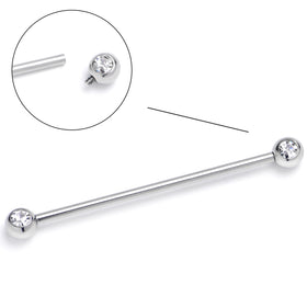 14G Clear Gem Internally Threaded Industrial Barbell 38mm