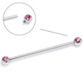 BodyCandy 14G Pink Gem Internally Threaded Industrial Barbell 38mm — main product shot
