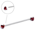 BodyCandy 14G Red CZ Gem Heart Internally Threaded Industrial Barbell 38mm — main product shot