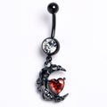 BodyCandy Clear Red Gem Black Heart Scroll Moon Dangle Belly Ring — main product shot