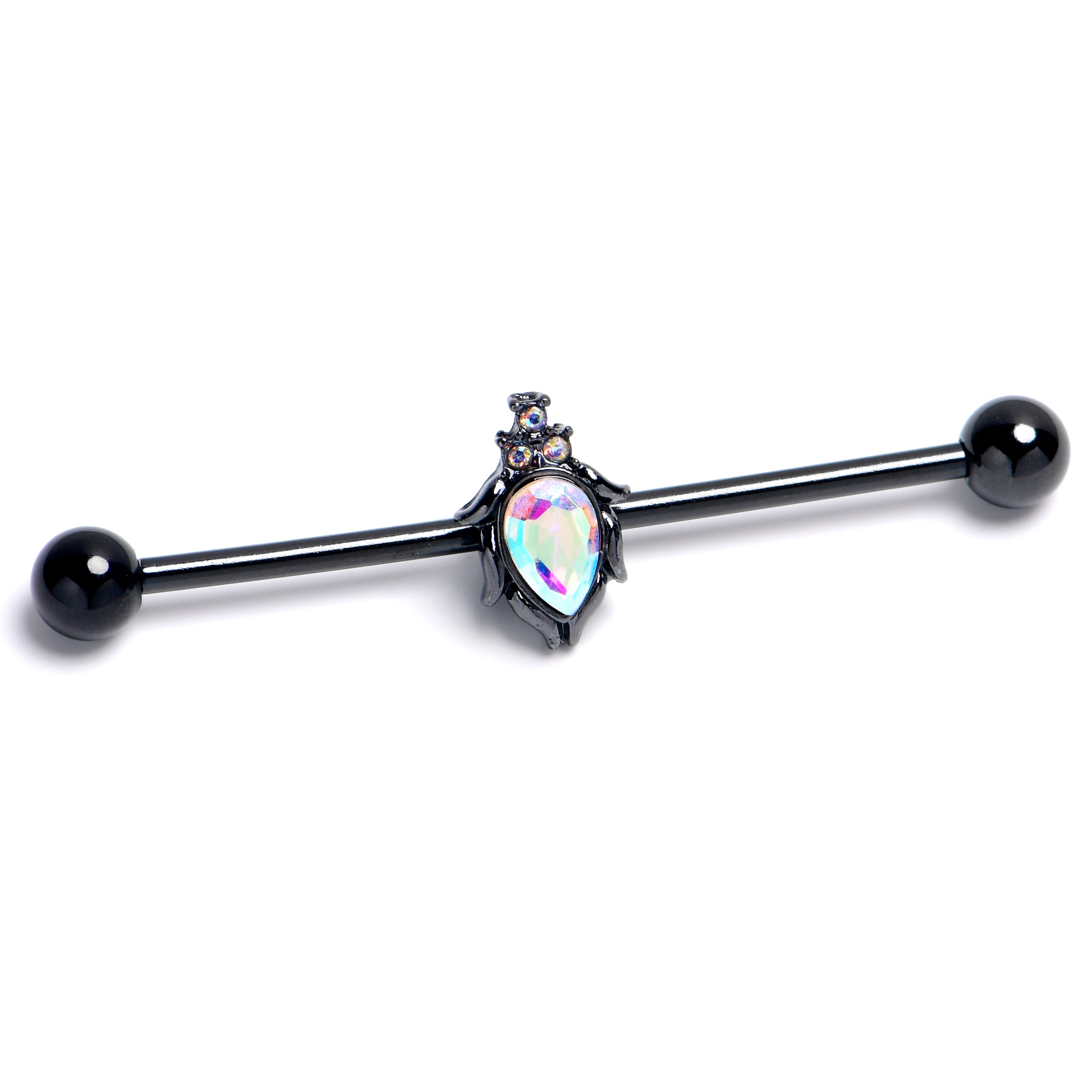 BodyCandy 14G Aurora Gem Black Dream Drop Industrial Barbell 38mm — main product shot