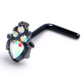 20G 7mm Aurora Gem Black Dream Drop L Shape Nose Ring