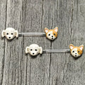 BodyCandy 14G 9/16 Bioplast Puppy Dog Barbell Nipple Ring Set — main product shot