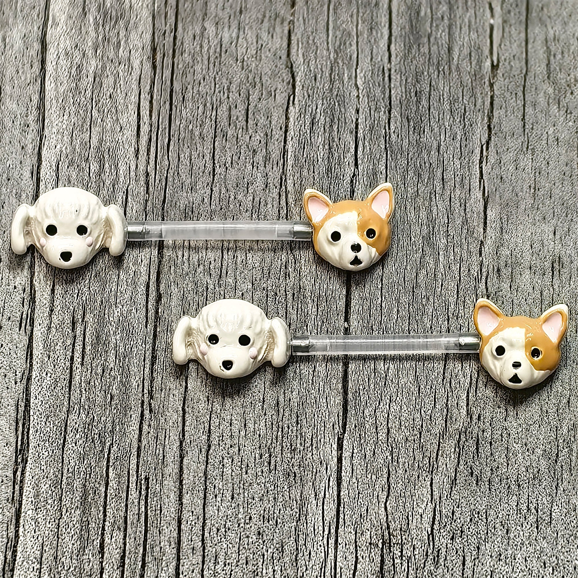 BodyCandy 14G 9/16 Bioplast Puppy Dog Barbell Nipple Ring Set — main product shot