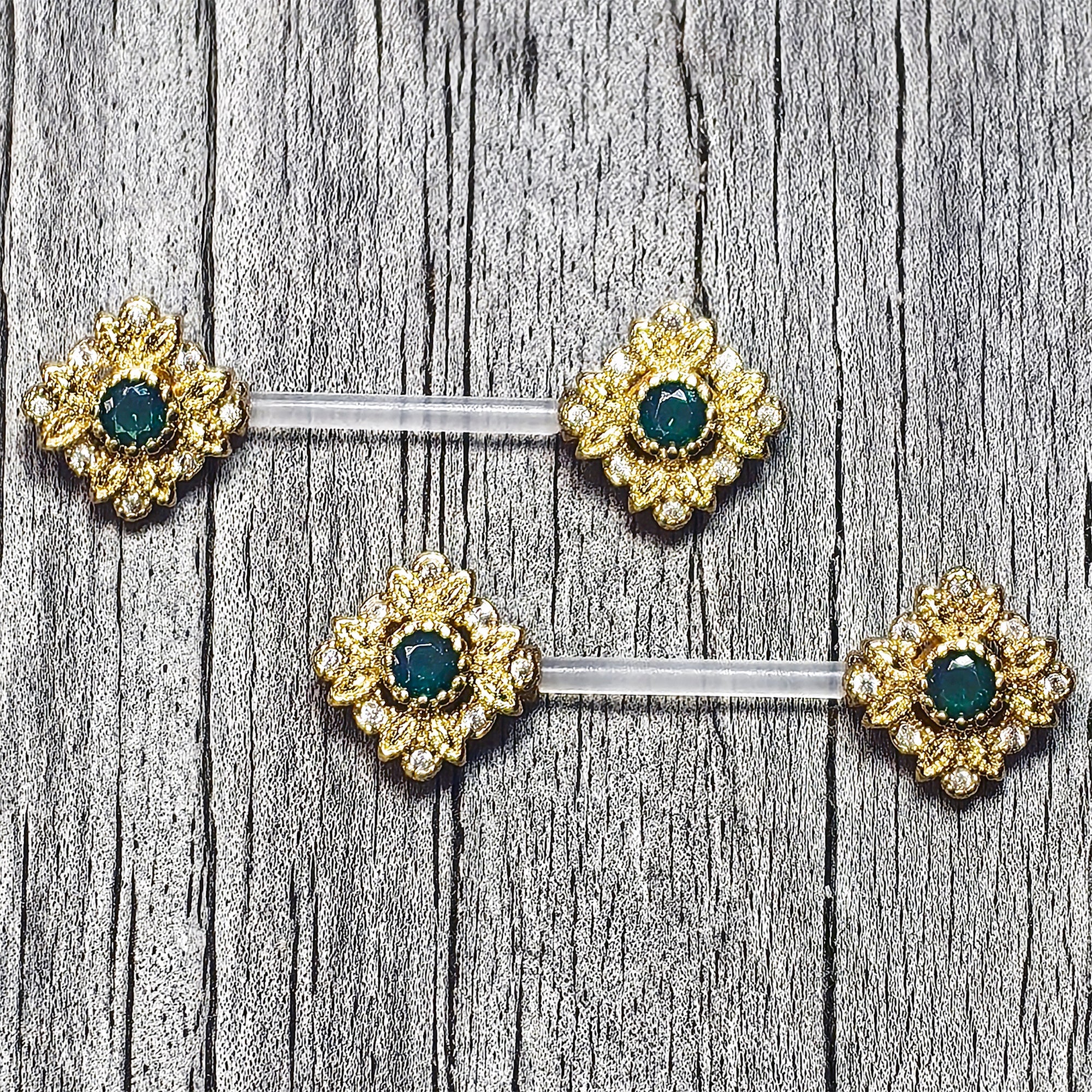 BodyCandy 14G 9/16 Blue Gem Bioplast Deco Age Barbell Nipple Ring Set — main product shot