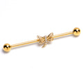 BodyCandy 14G Clear Gem Gold Tone Filigree Dragonfly Industrial Barbell 38mm — main product shot