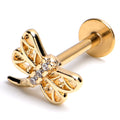 BodyCandy 16G 3/8 Clear Gem Gold Tone Filigree Dragonfly Labret Monroe Tragus — main product shot