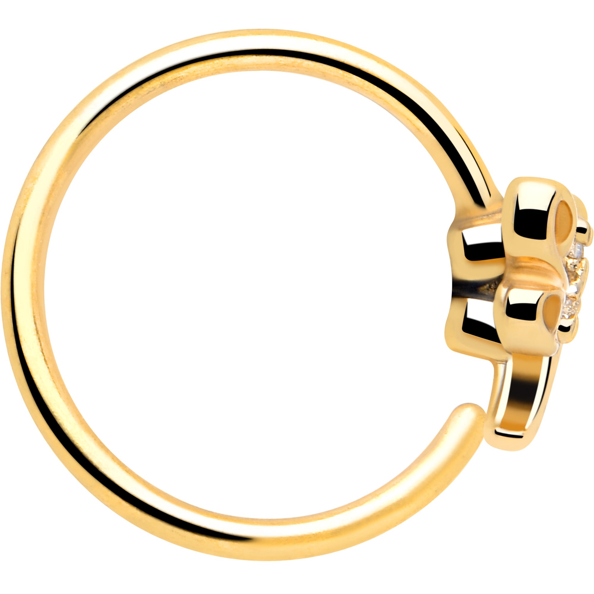 BodyCandy 20G 5/16 Clear Gem Gold Tone Filigree Dragonfly Nose Hoop — side view
