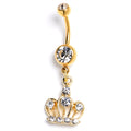 BodyCandy Clear Gem Gold Tone Epic Crown Dangle Belly Ring — main product shot