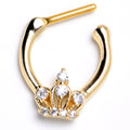 BodyCandy 16G 5/16 Clear Gem Gold Tone Epic Crown Cartilage Clicker — main product shot