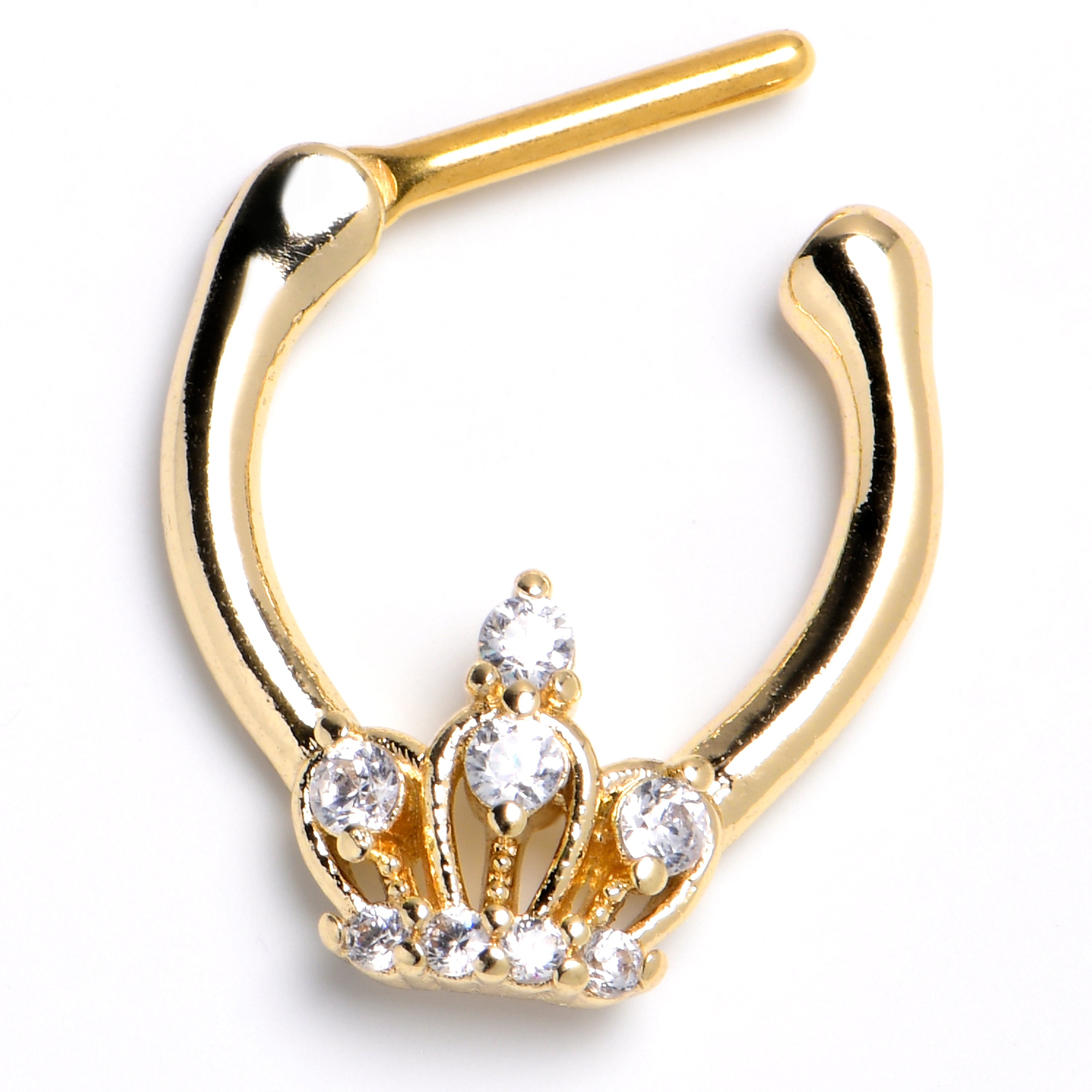 BodyCandy 16G 5/16 Clear Gem Gold Tone Epic Crown Cartilage Clicker — main product shot