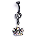 BodyCandy Clear Aurora Gem Black Epic Crown Dangle Belly Ring — main product shot