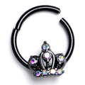 BodyCandy 16G 3/8 Aurora CZ Gem Black Epic Crown Hinged Segment Ring — main product shot