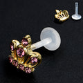 BodyCandy 16G 5/16 Pink Gem Epic Crown PTFE Bioplast Labret Monroe Tragus — main product shot