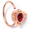 BodyCandy 20G 5/16 Red Gem Rose Gold Tone Firey Flame Nose Hoop — main product shot