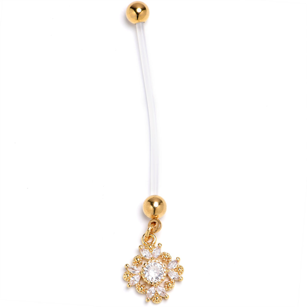 BodyCandy Clear Gem Bioplast Golden Glamour Dangle PTFE Pregnancy Belly Ring — main product shot