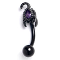 BodyCandy 16G 5/16 Purple Gem Black Goth Scorpion Curved Eyebrow Ring — main product shot