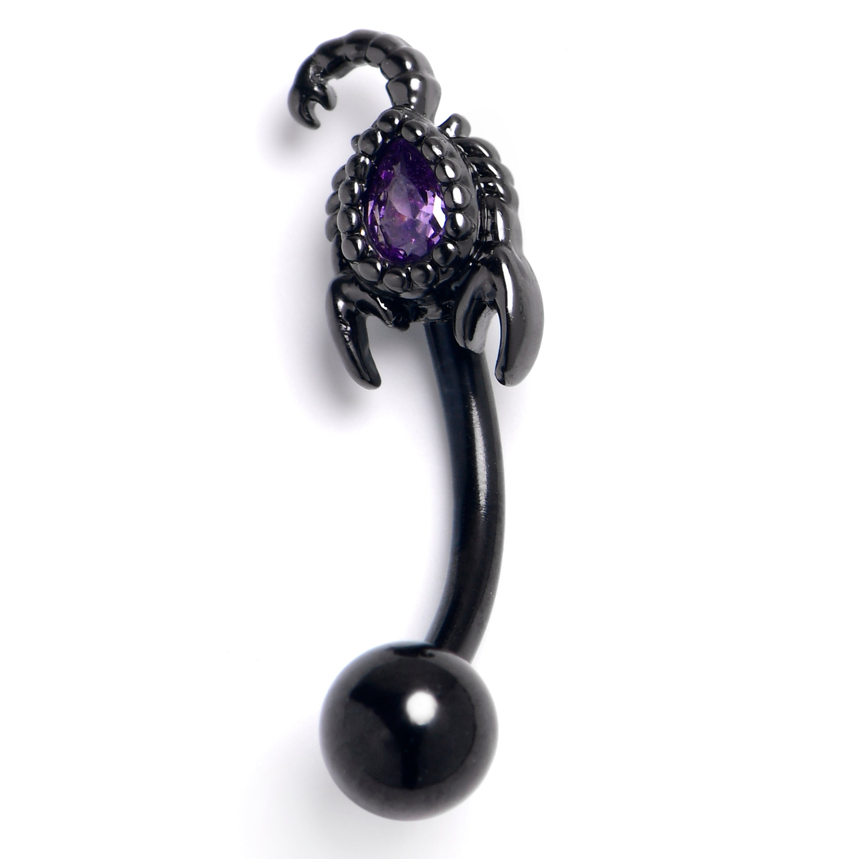 BodyCandy 16G 5/16 Purple Gem Black Goth Scorpion Curved Eyebrow Ring — main product shot