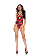 Love Spark Cove | Intimate Apparel, Pleasure Shop & Free Shipping Buffalo Plaid Print Slip On Teddiette With Strappy Front De