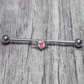 BodyCandy 14G Pink Clear CZ Gem Fusion Of Love Heart Industrial Barbell 38mm — main product shot