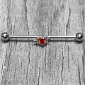 BodyCandy 14G Red CZ Gem Fusion Of Love Heart Arrow Industrial Barbell 38mm — main product shot