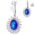 BodyCandy Blue CZ Gem Internally Threaded Aurora Effect Belly Ring — main product shot