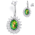 BodyCandy Green CZ Gem Internally Threaded Aurora Effect Belly Ring — main product shot