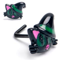 BodyCandy 20G 1/4 Pink Gem Black Halloween Hat Cat L Shape Nose Ring — main product shot
