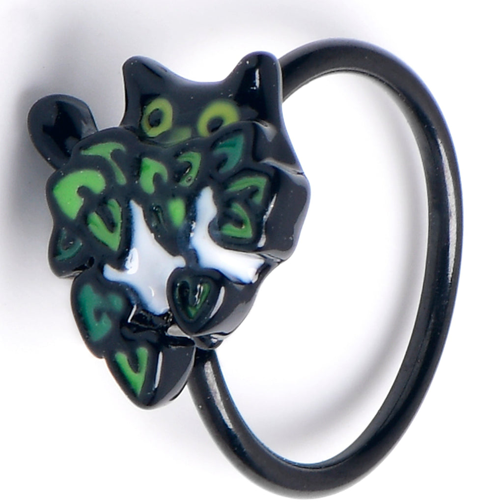 BodyCandy 20G 5/16 Black Pouncing Cat Nose Hoop — main product shot