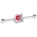 BodyCandy 14G Clear CZ Gem Butterfly Blossom Pink Industrial Barbell 38mm — main product shot