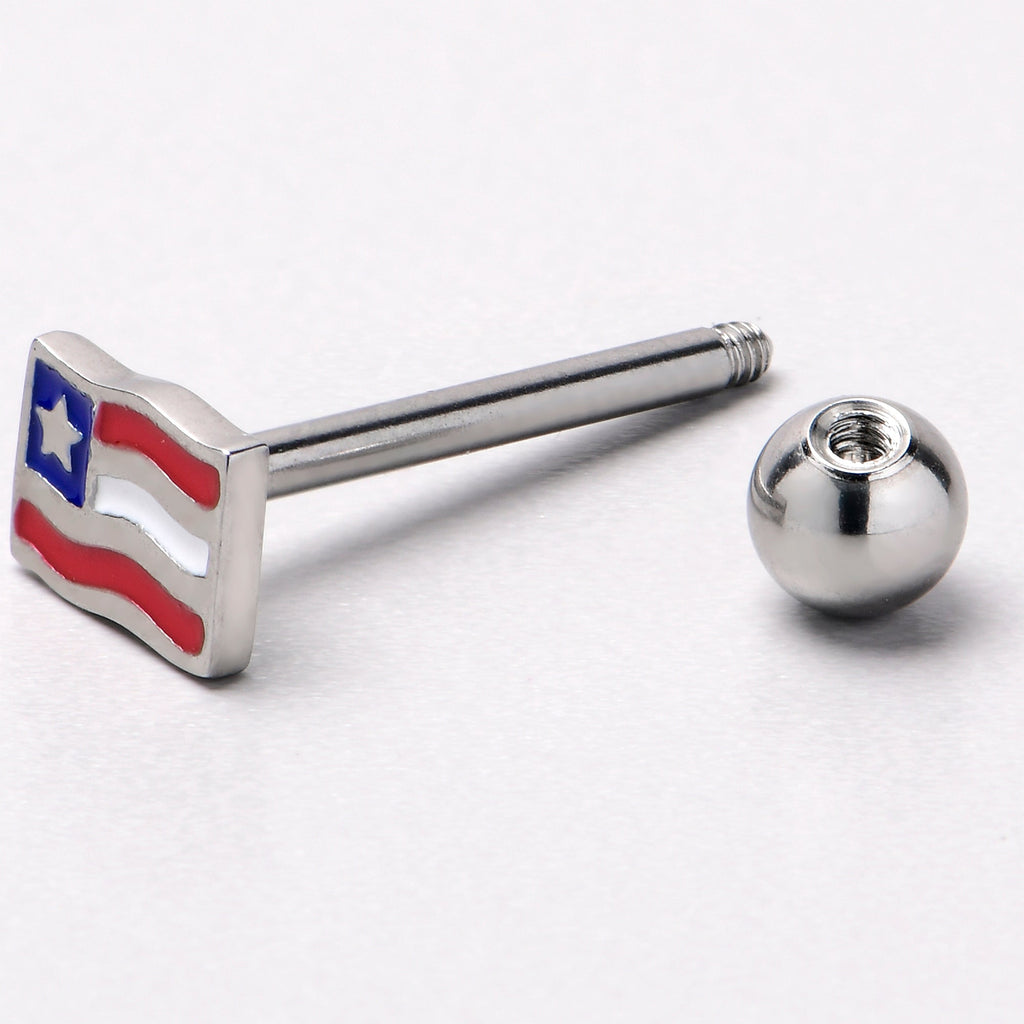 BodyCandy Patriotic Flag Barbell Tongue Ring — side view