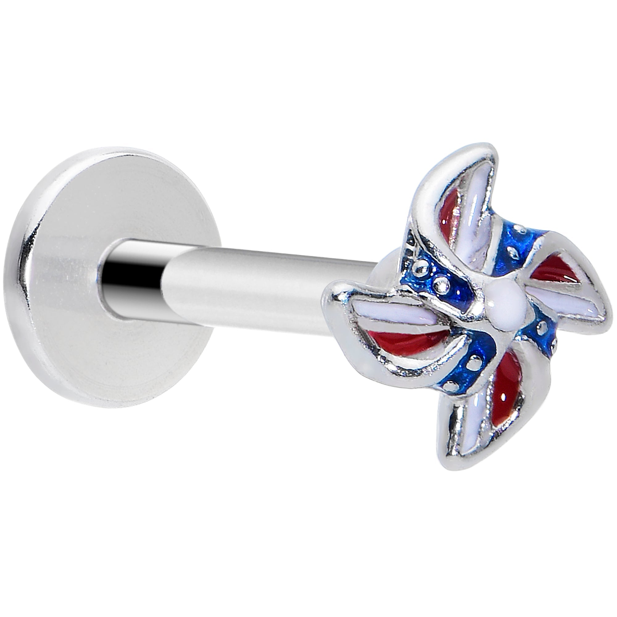 BodyCandy 16G 5/16 Patriotic Pinwheel Labret Monroe Tragus — main product shot