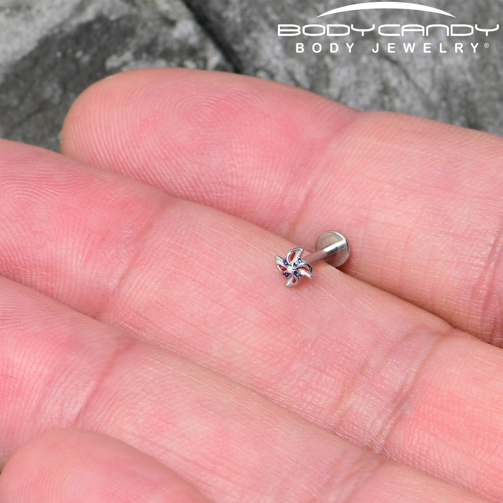 BodyCandy 16G 5/16 Patriotic Pinwheel Labret Monroe Tragus — lifestyle context