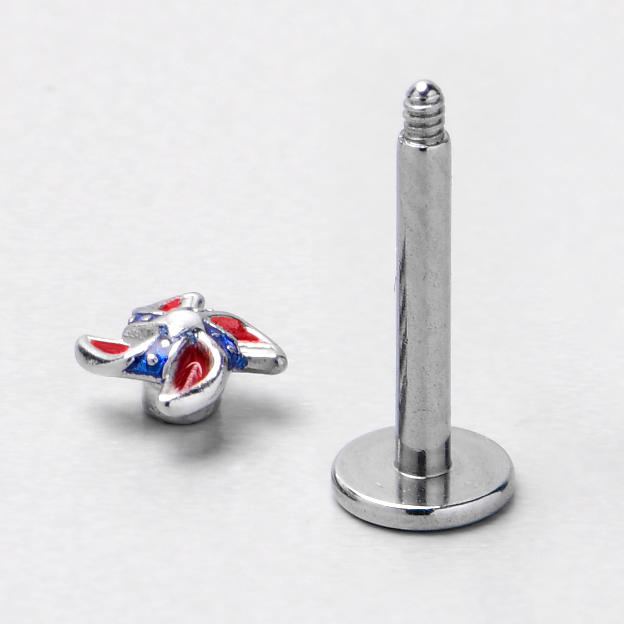 BodyCandy 16G 5/16 Patriotic Pinwheel Labret Monroe Tragus — side view