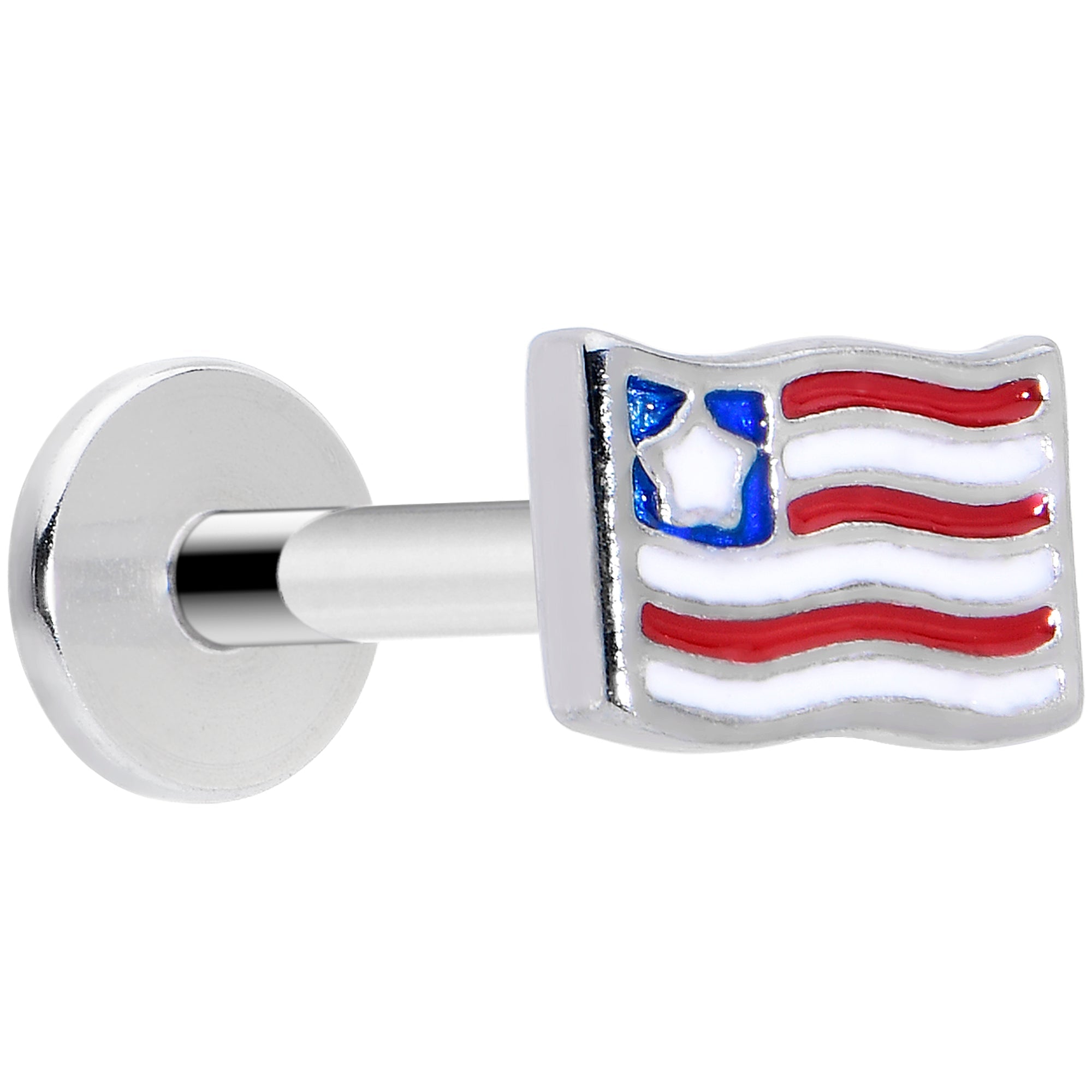 BodyCandy 16G 5/16 Patriotic Flag Labret Monroe Tragus — main product shot