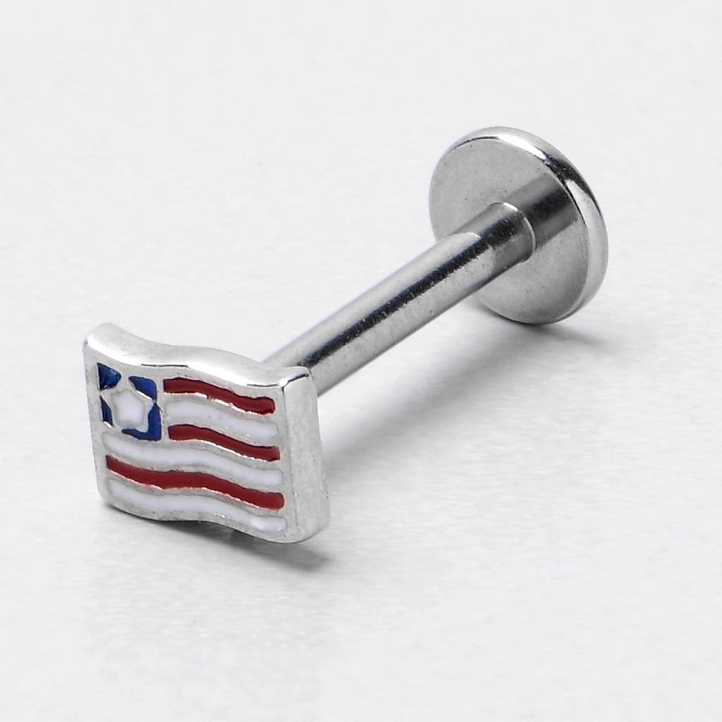 BodyCandy 16G 5/16 Patriotic Flag Labret Monroe Tragus — alternative angle