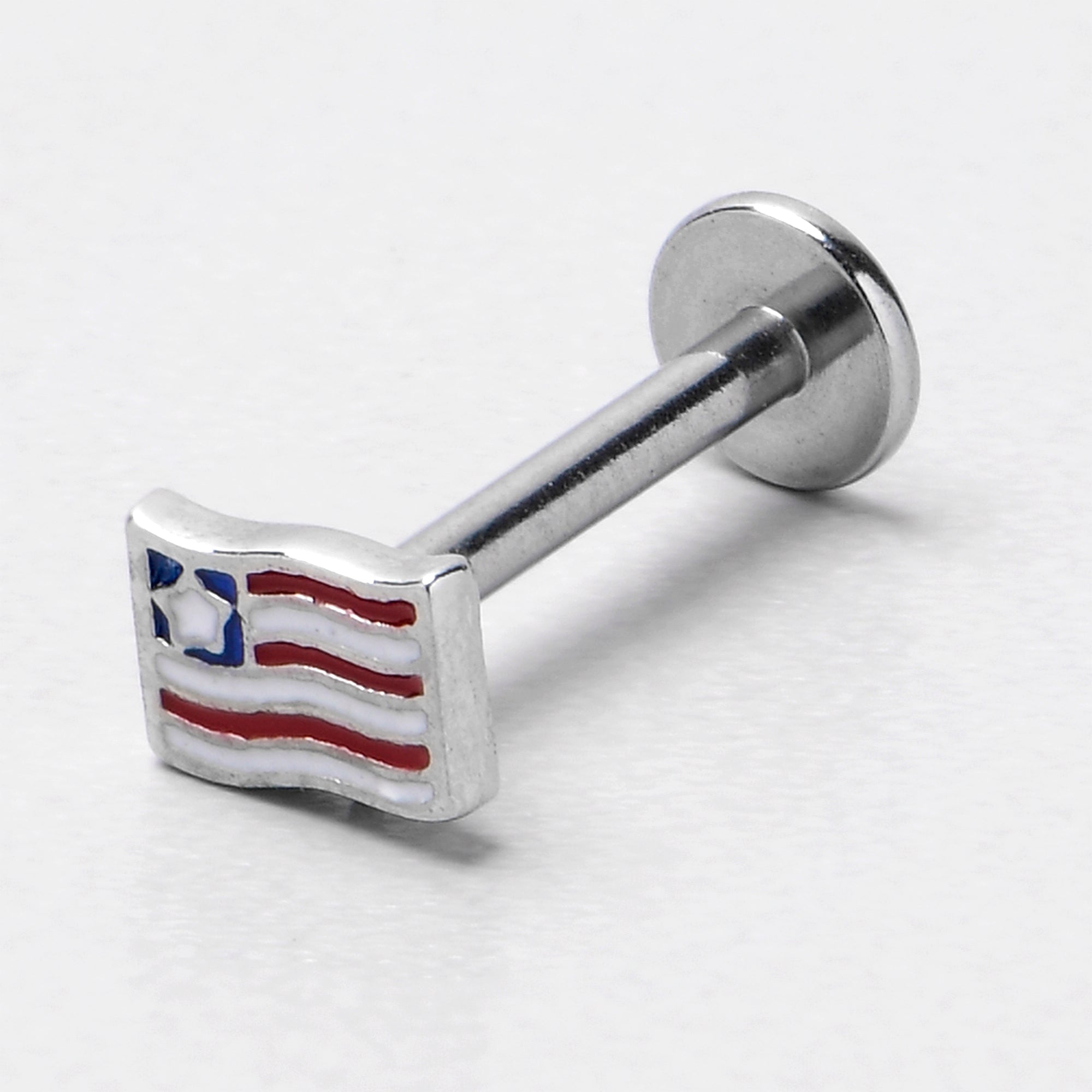 BodyCandy 16G 5/16 Patriotic Flag Labret Monroe Tragus — alternative angle