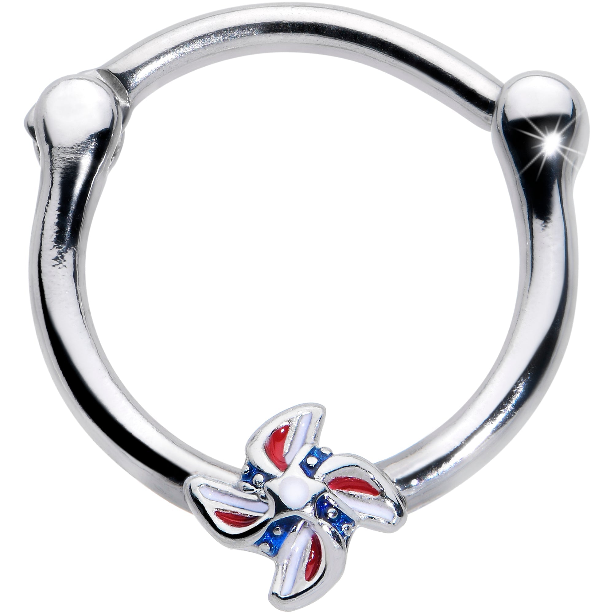 BodyCandy 16G 3/8 Patriotic Pinwheel Cartilage Clicker — main product shot