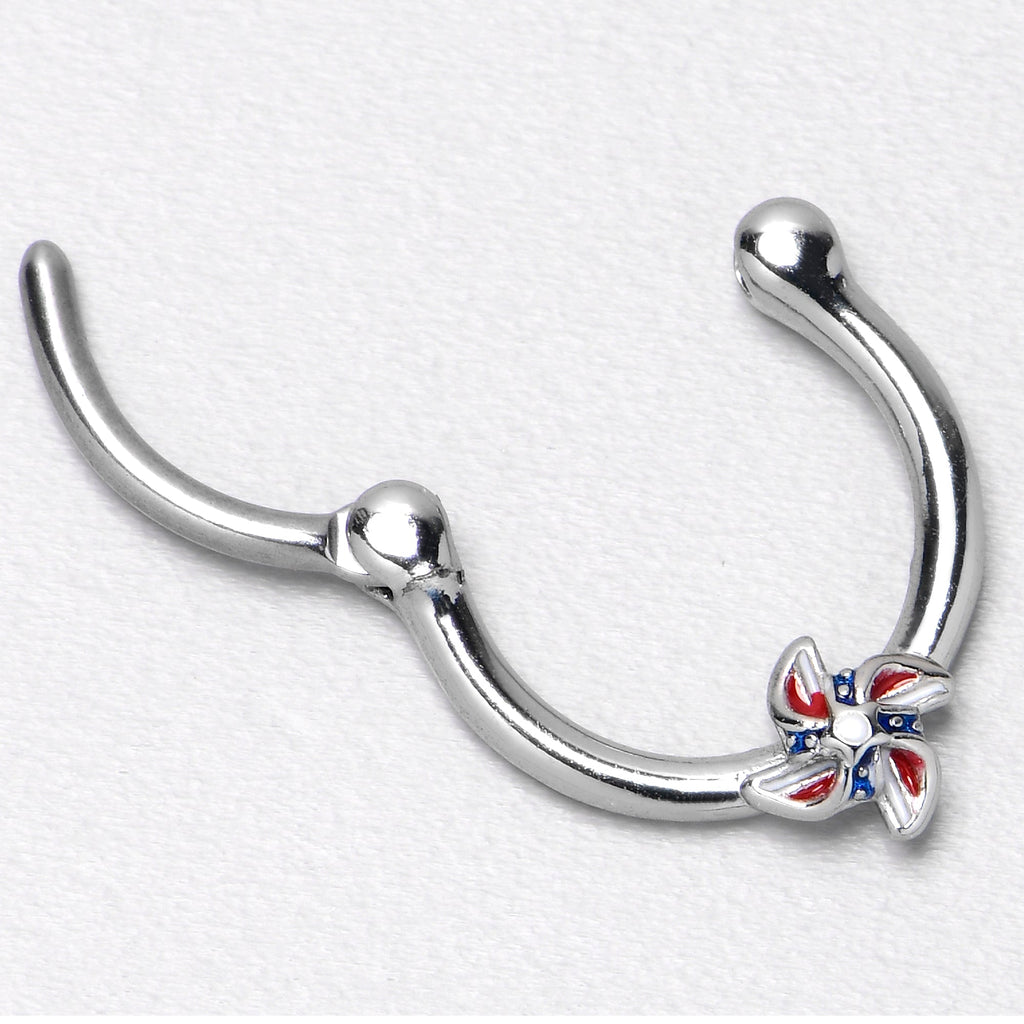 BodyCandy 16G 3/8 Patriotic Pinwheel Cartilage Clicker — lifestyle context