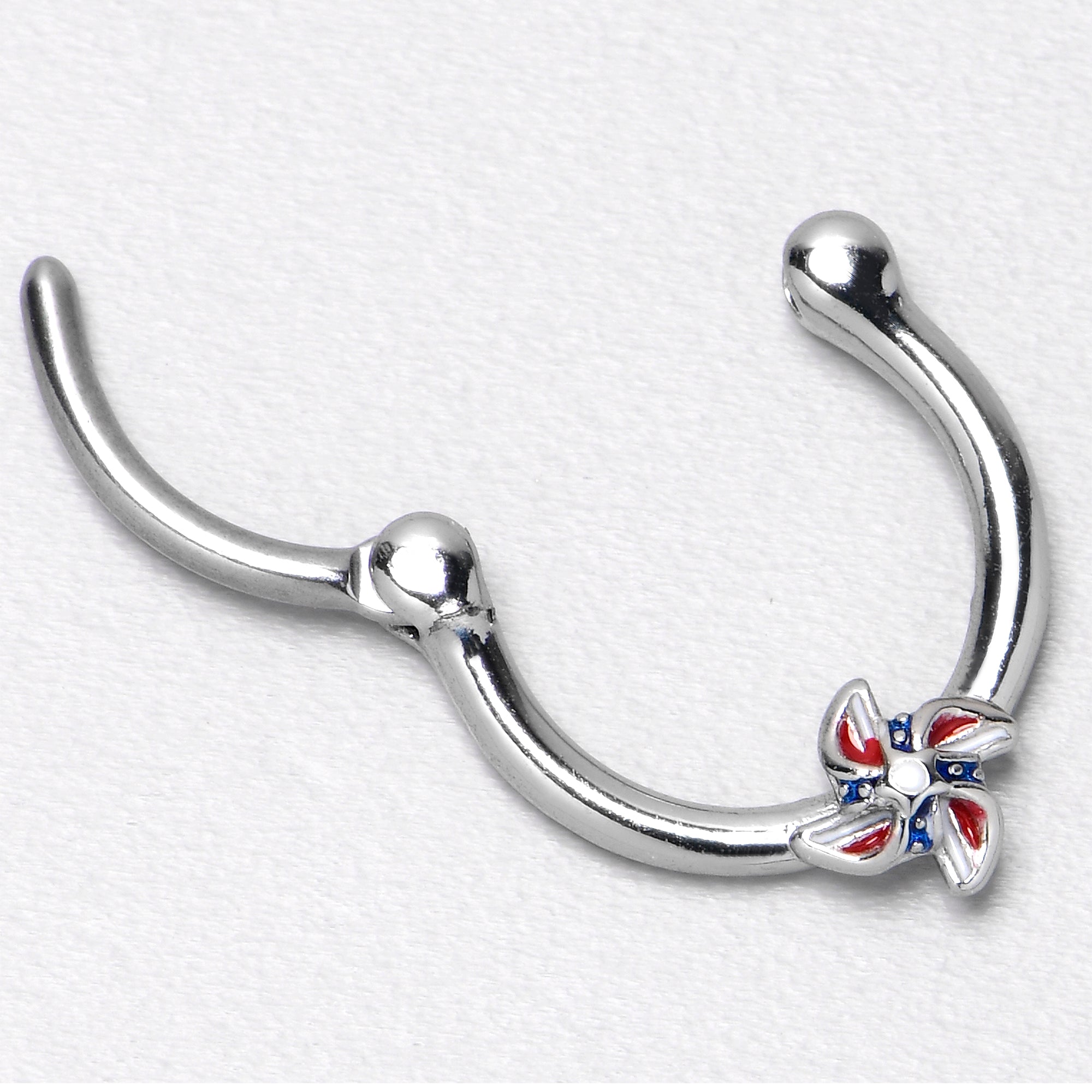 BodyCandy 16G 3/8 Patriotic Pinwheel Cartilage Clicker — lifestyle context