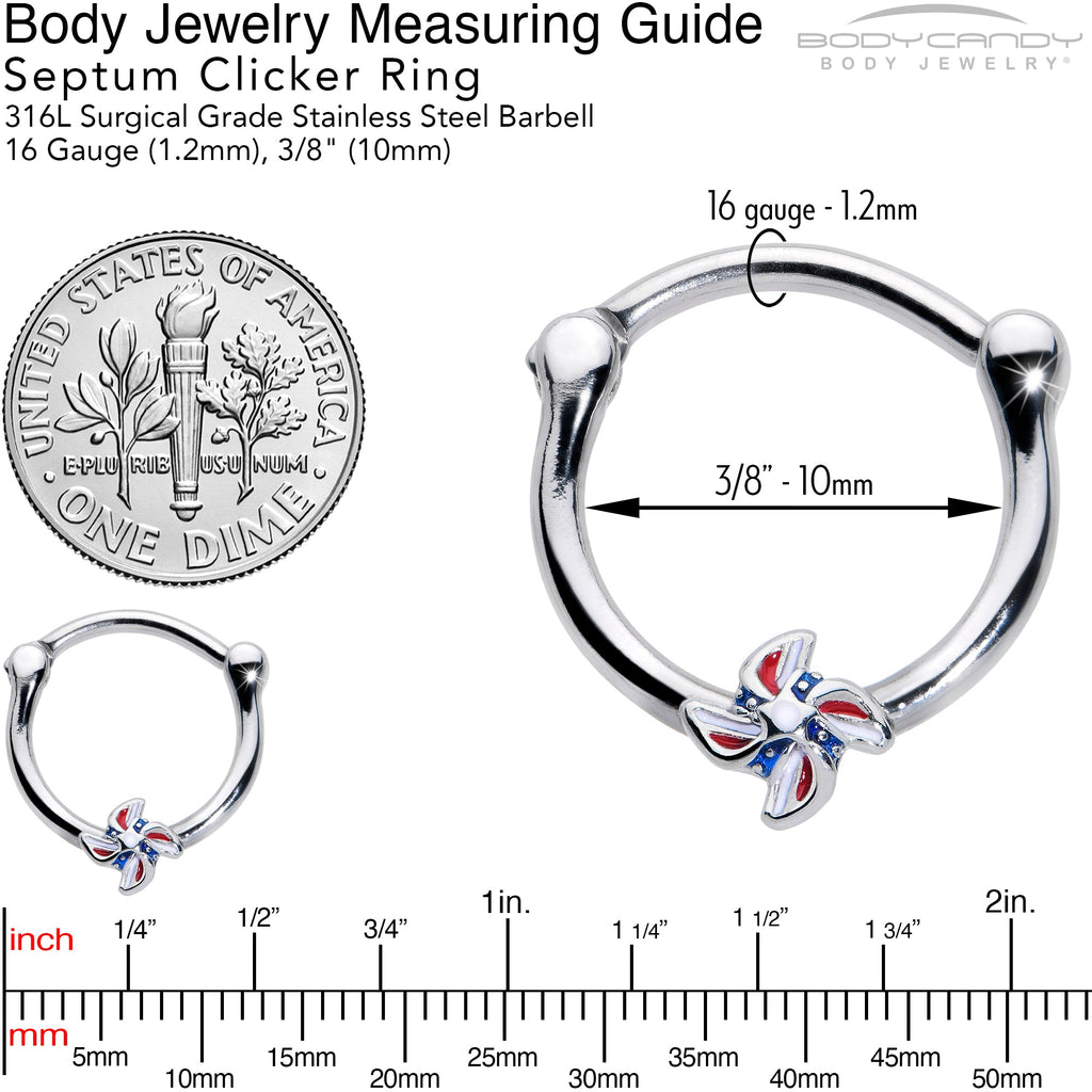 BodyCandy 16G 3/8 Patriotic Pinwheel Cartilage Clicker — back view