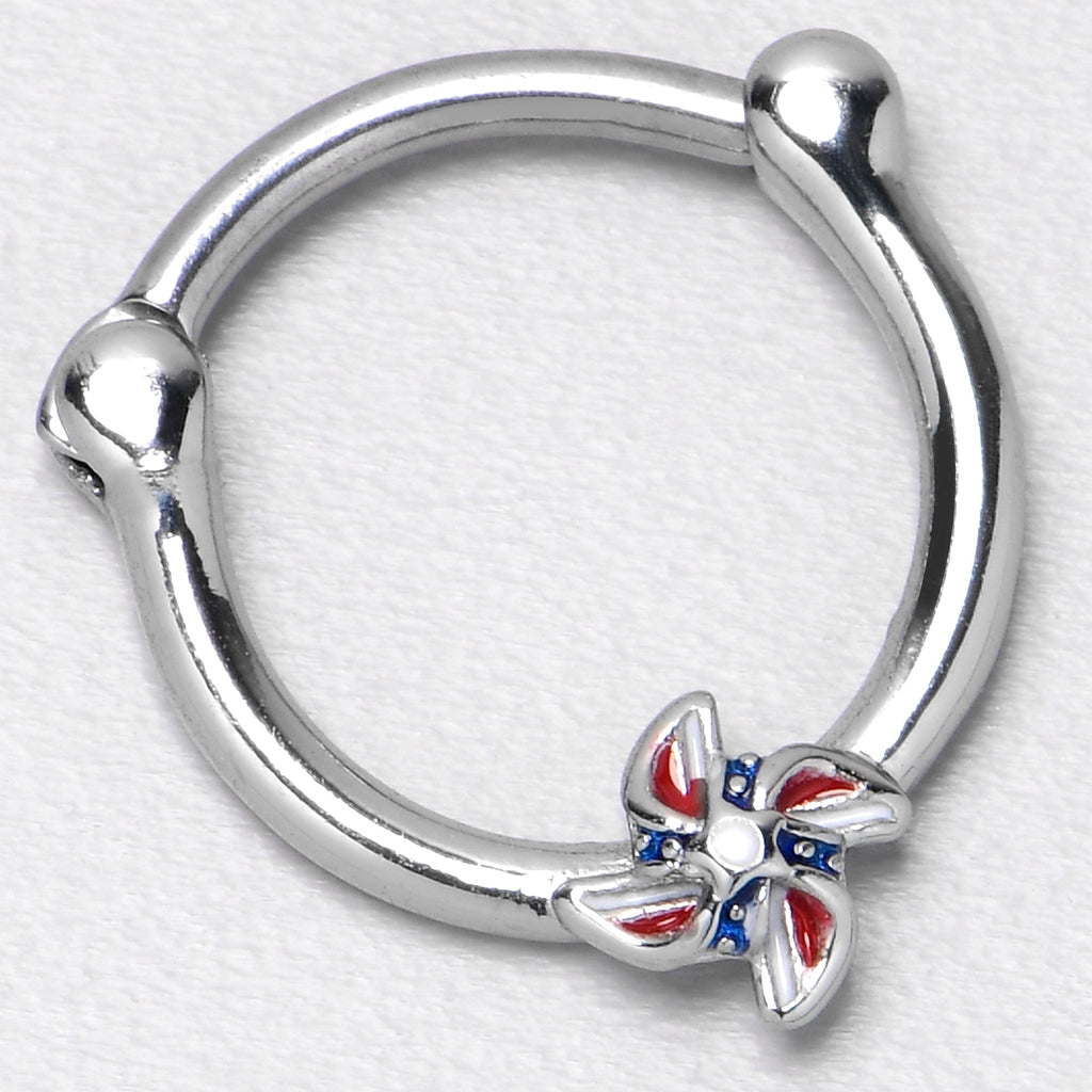 BodyCandy 16G 3/8 Patriotic Pinwheel Cartilage Clicker — alternative angle