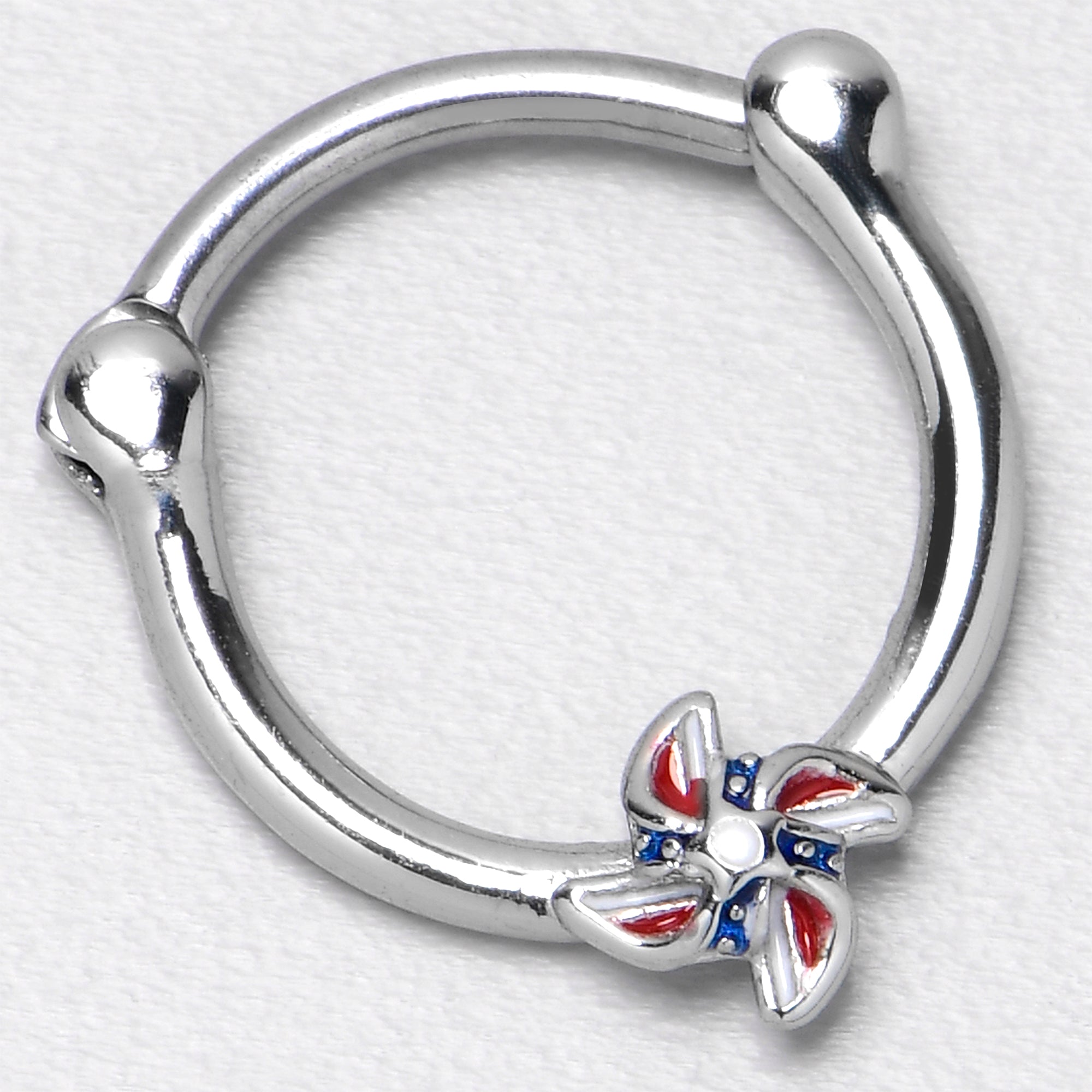BodyCandy 16G 3/8 Patriotic Pinwheel Cartilage Clicker — alternative angle