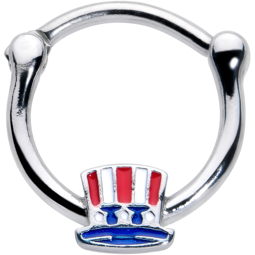 BodyCandy 16G 3/8 Patriotic Uncle Sam Top Hat Cartilage Clicker — main product shot