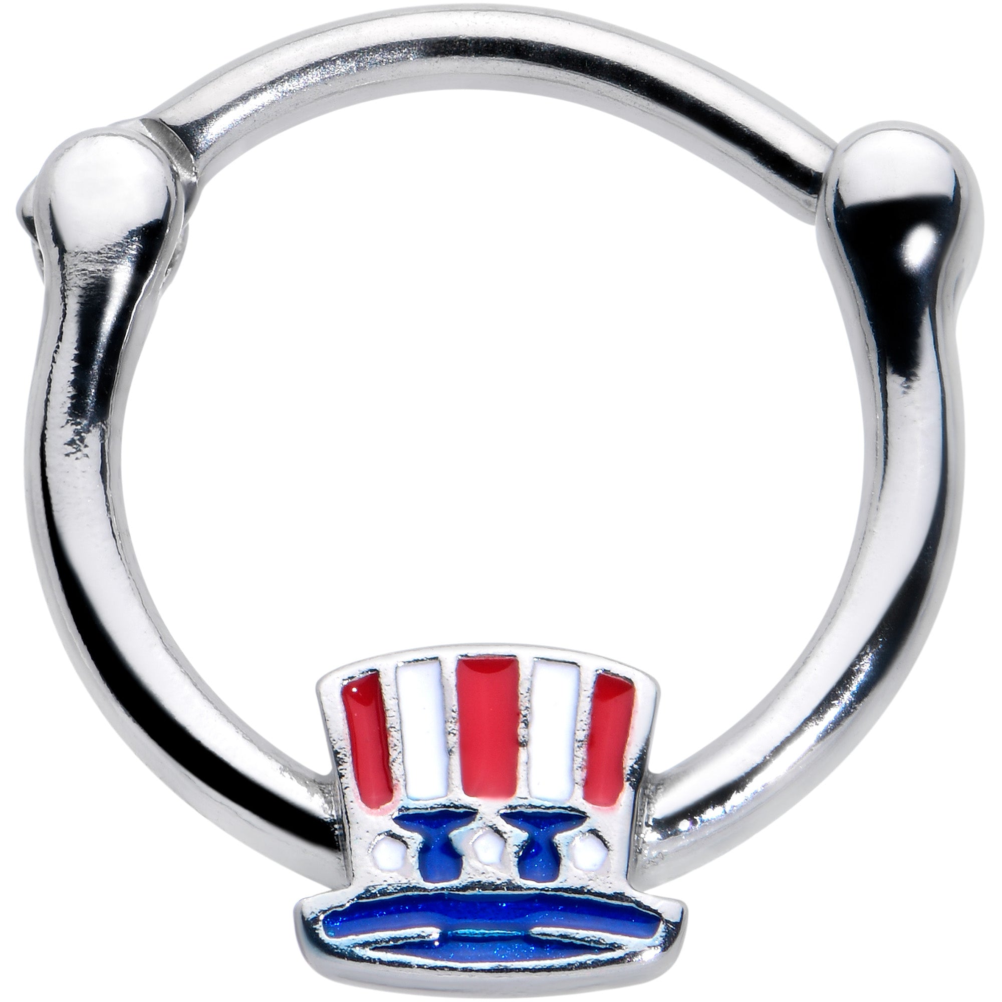 BodyCandy 16G 3/8 Patriotic Uncle Sam Top Hat Cartilage Clicker — main product shot