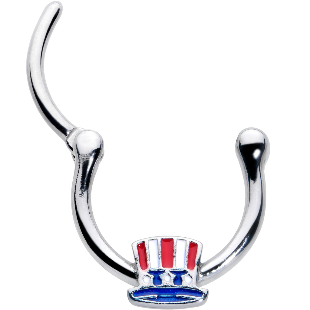 BodyCandy 16G 3/8 Patriotic Uncle Sam Top Hat Cartilage Clicker — detail close-up