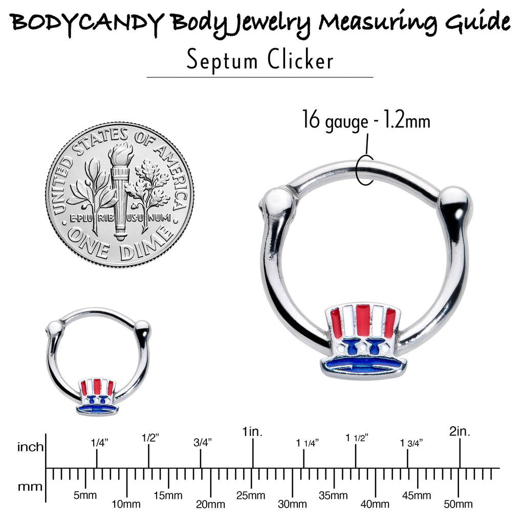 BodyCandy 16G 3/8 Patriotic Uncle Sam Top Hat Cartilage Clicker — side view